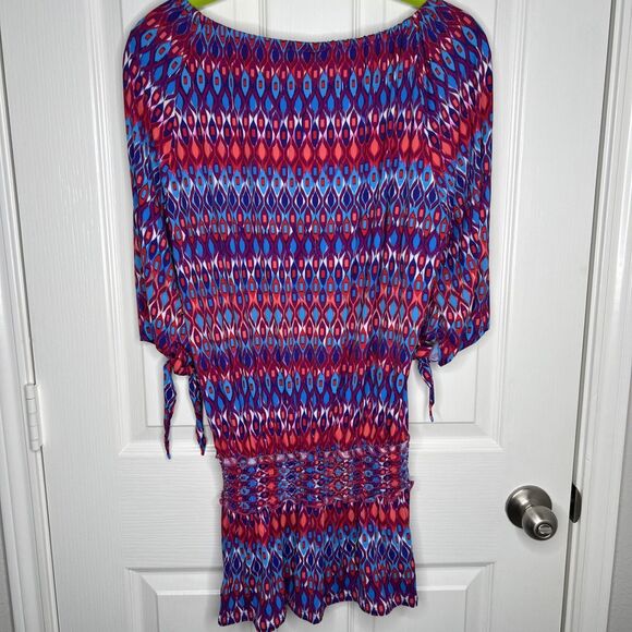 La Blanca Cover Up Dress Kaftan Santorini Tunic Ikat Knotted Sleeve Size Small - Picture 5 of 8